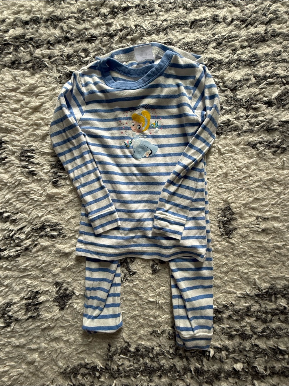 Cinderella Kids Striped Blue and White Pajama Set with Character